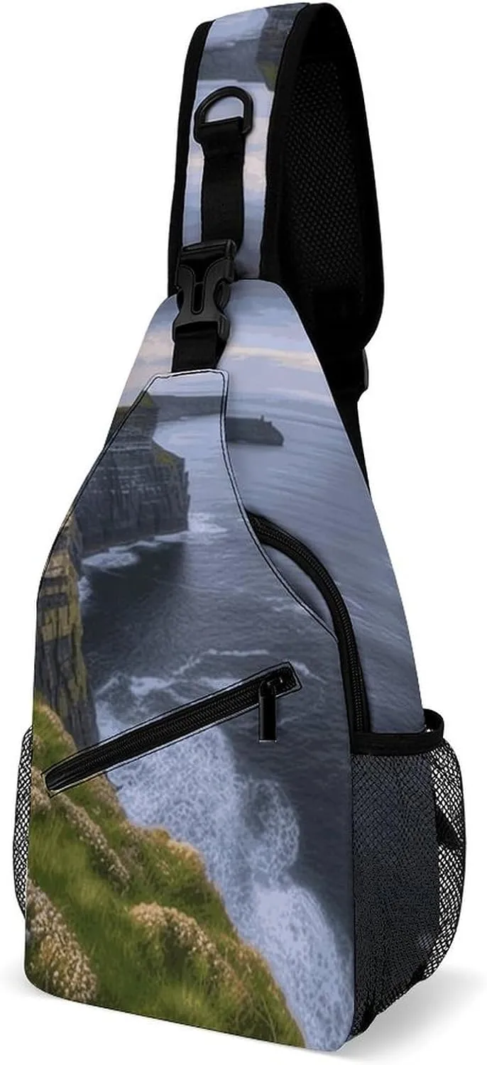 County Clare The Cliffs Crossbody Sling Bag for Women Men Sling Backpack Travel Chest Bag Pack Man Purse Shoulder Bags Daypack for Travel Hiking Cycling