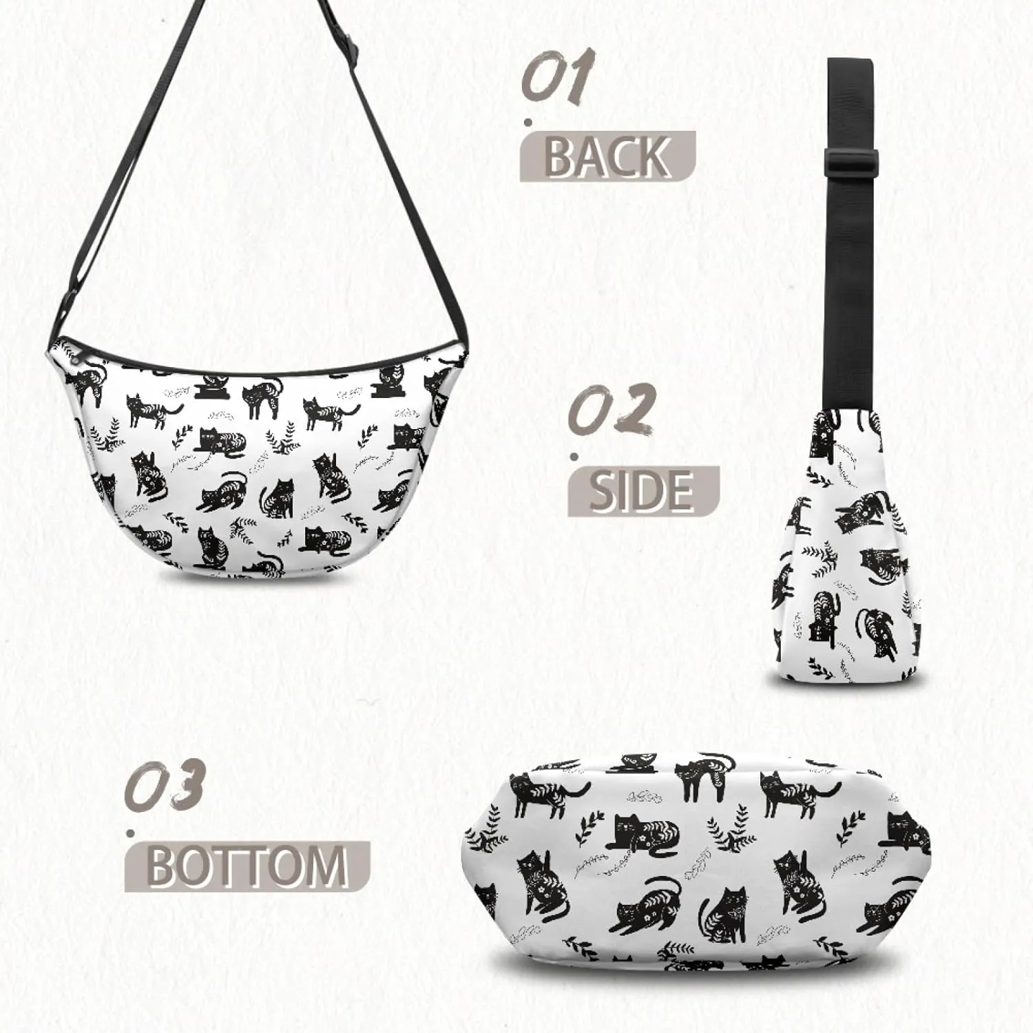 Crescent Shoulder Bags with Inside Pockets for Ladies Men Daily Use
