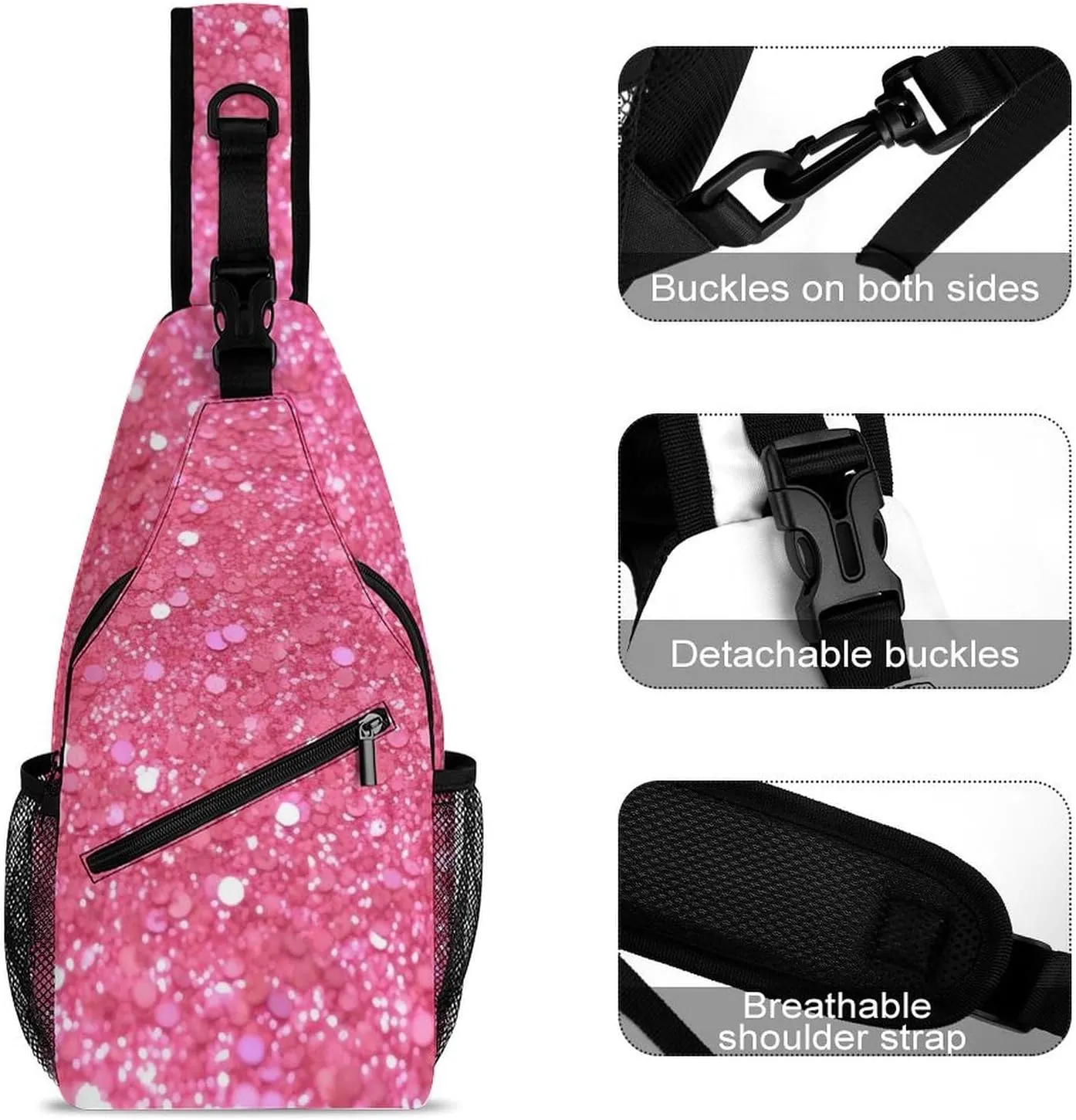 Crossbody Bag for Women Men Chest Bag Teal And Gold Marble Sling Bag Crossbody Shoulder Bag Sling Backpack