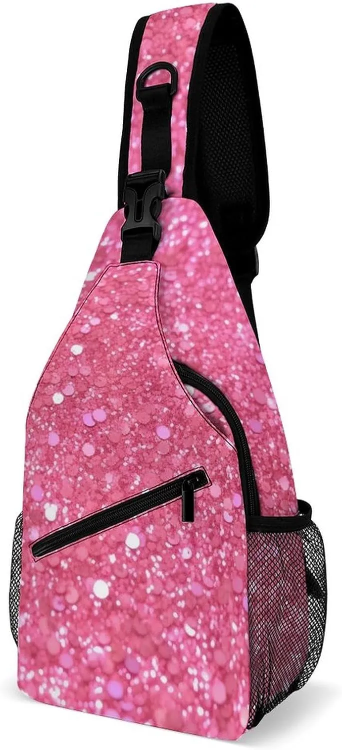 Crossbody Bag for Women Men Chest Bag Teal And Gold Marble Sling Bag Crossbody Shoulder Bag Sling Backpack