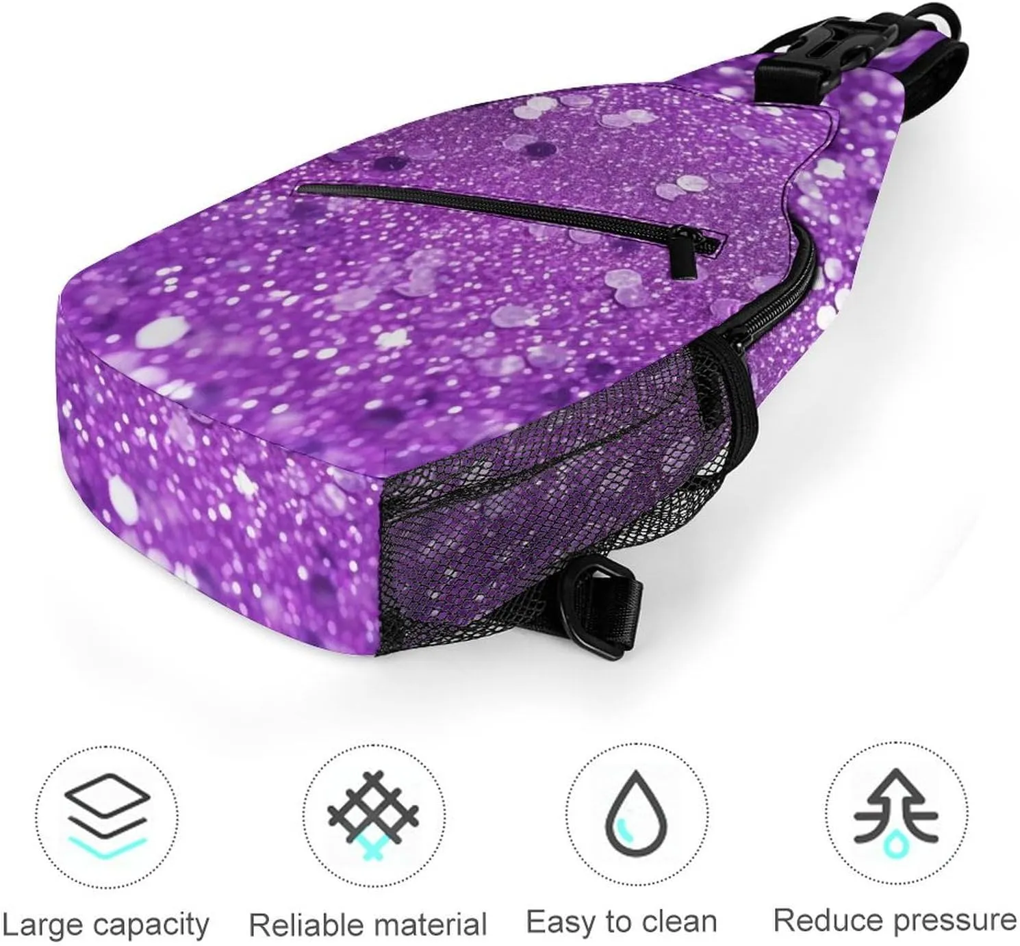 Crossbody Bag for Women Men Chest Bag Teal And Gold Marble Sling Bag Crossbody Shoulder Bag Sling Backpack