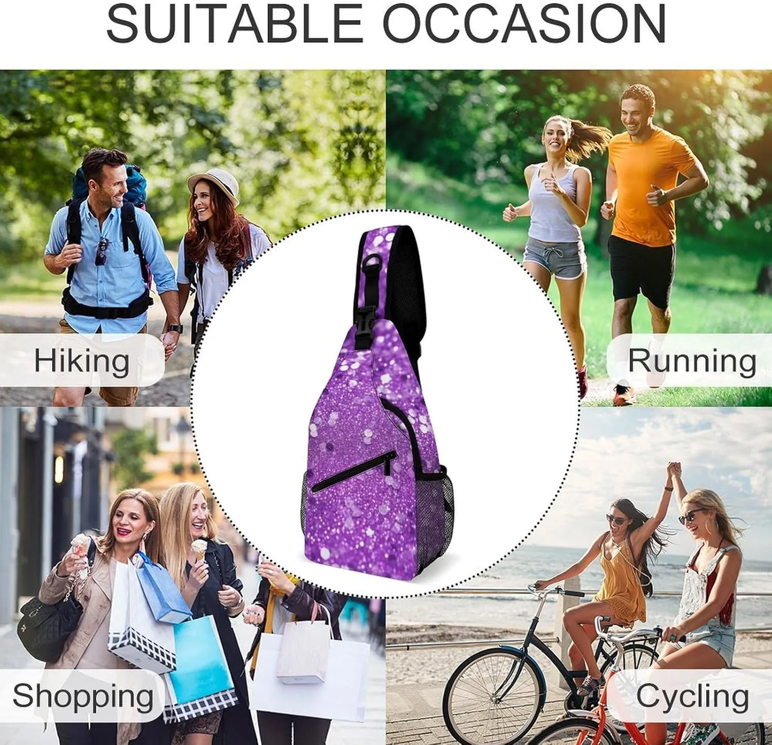 Crossbody Bag for Women Men Chest Bag Teal And Gold Marble Sling Bag Crossbody Shoulder Bag Sling Backpack