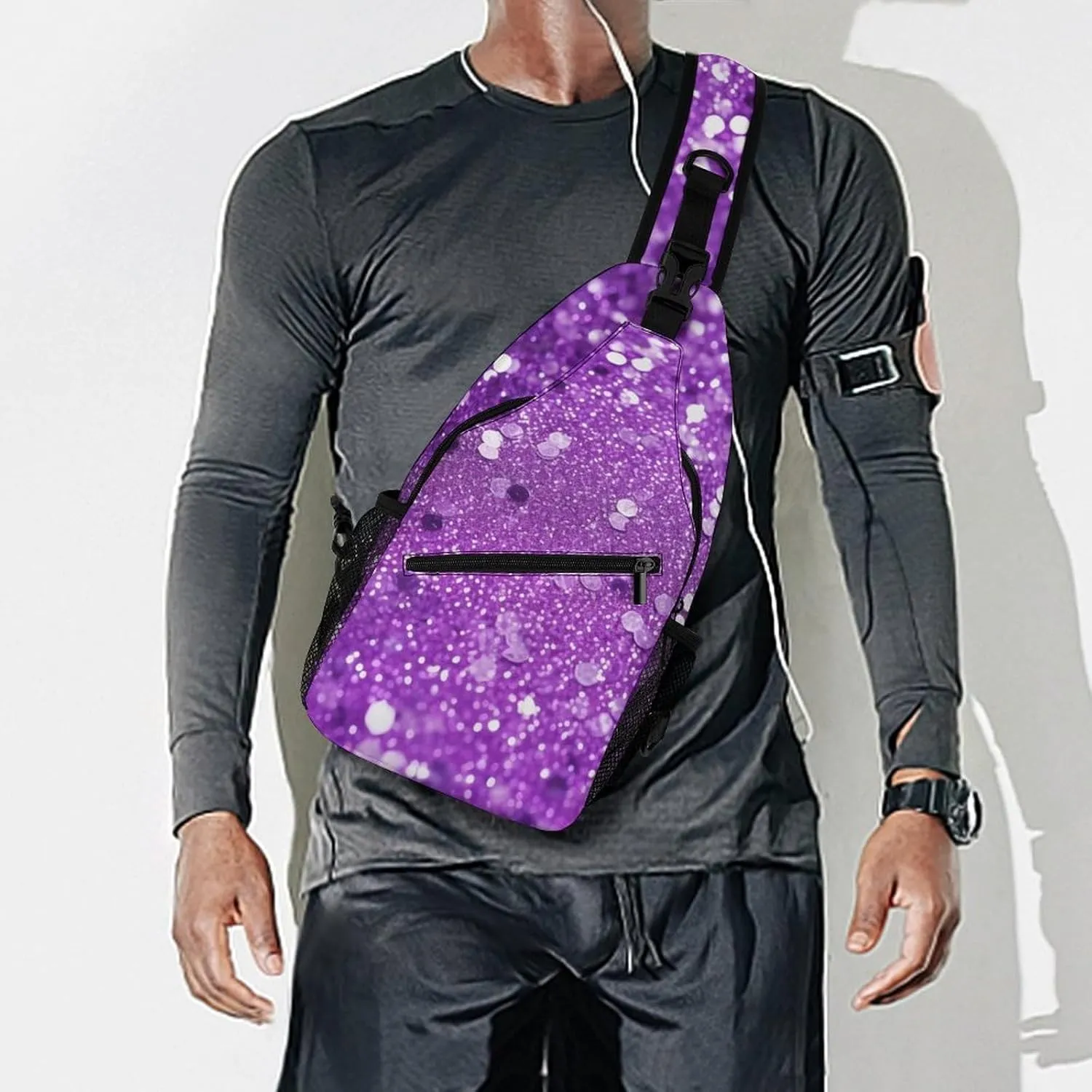 Crossbody Bag for Women Men Chest Bag Teal And Gold Marble Sling Bag Crossbody Shoulder Bag Sling Backpack