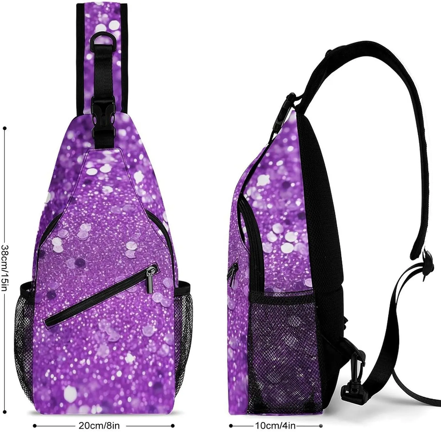 Crossbody Bag for Women Men Chest Bag Teal And Gold Marble Sling Bag Crossbody Shoulder Bag Sling Backpack