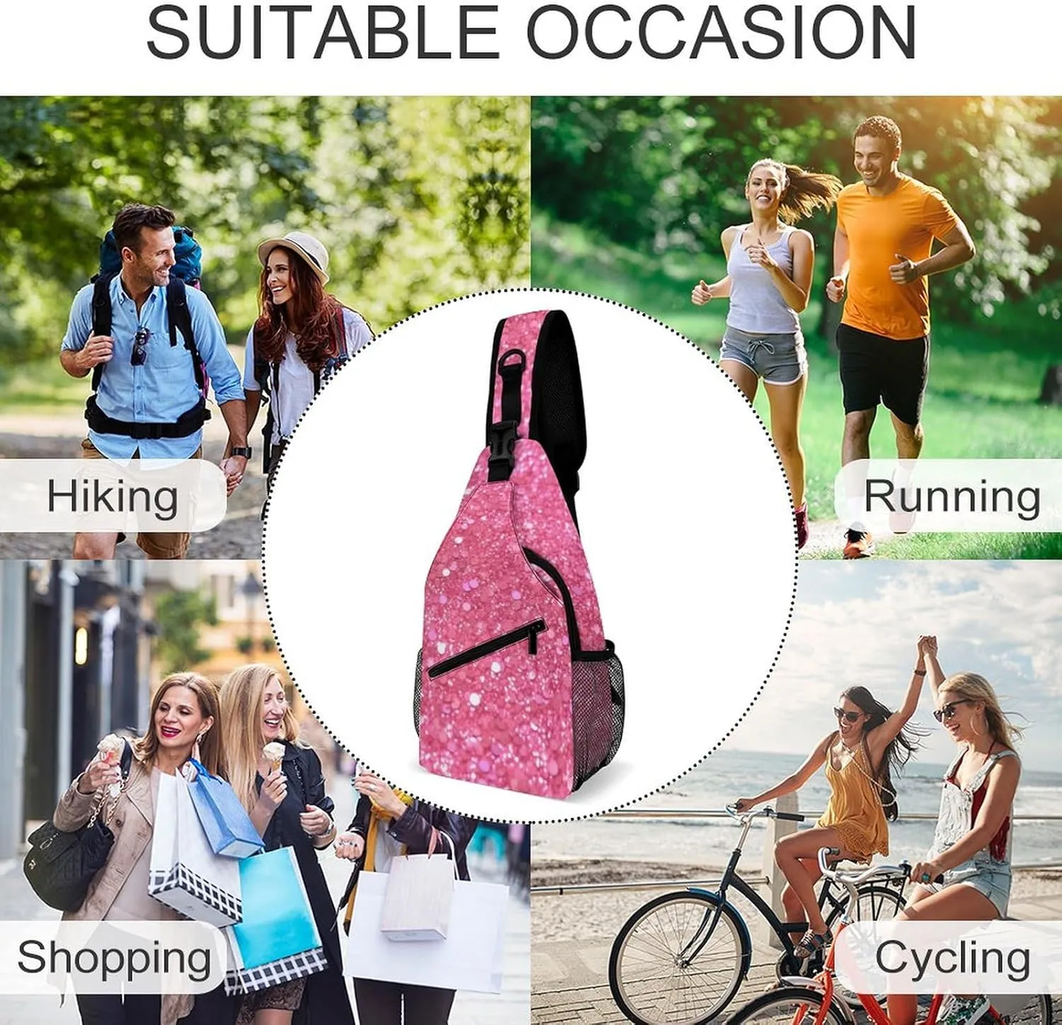 Crossbody Bag for Women Men Chest Bag Teal And Gold Marble Sling Bag Crossbody Shoulder Bag Sling Backpack
