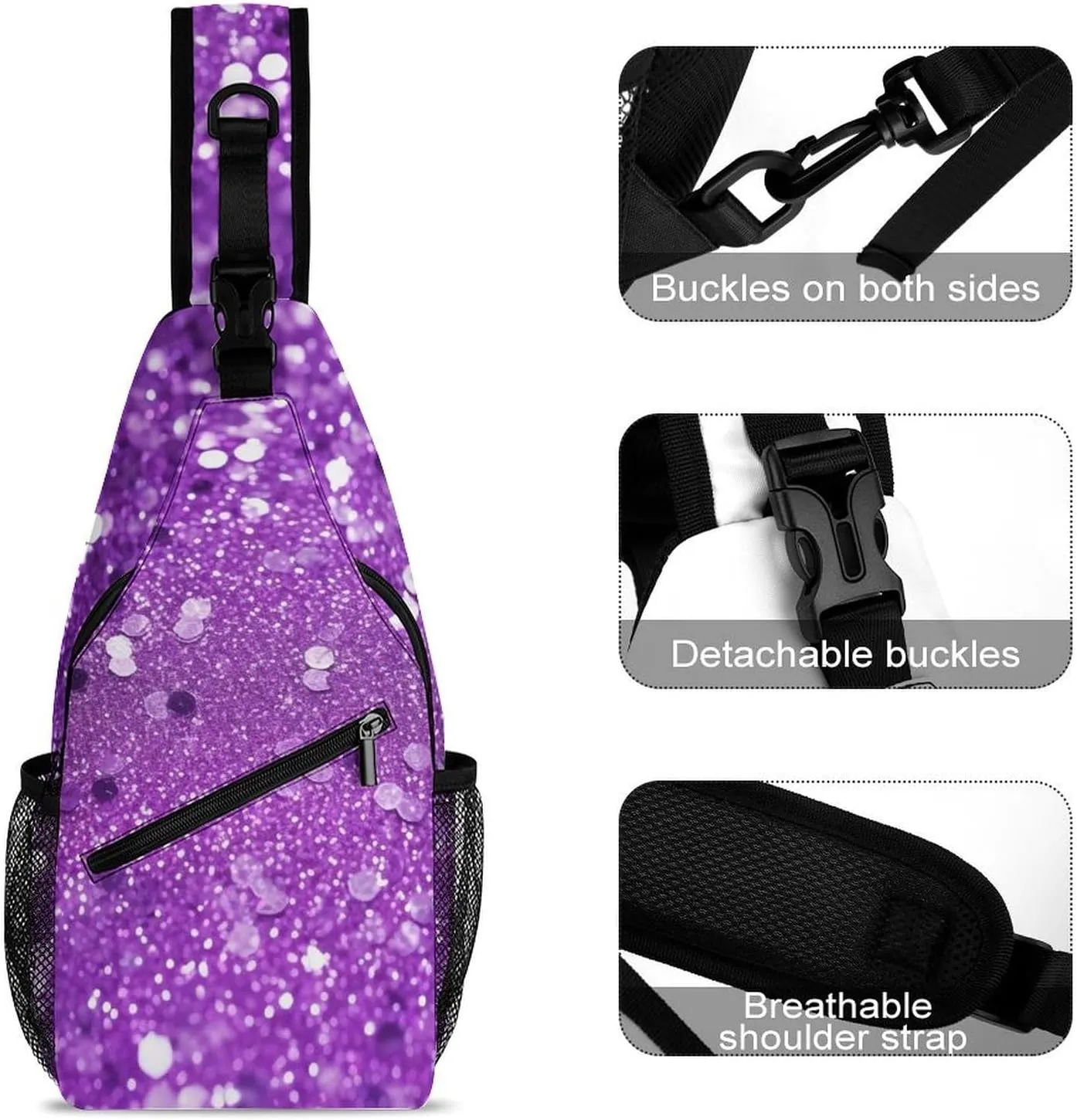 Crossbody Bag for Women Men Chest Bag Teal And Gold Marble Sling Bag Crossbody Shoulder Bag Sling Backpack
