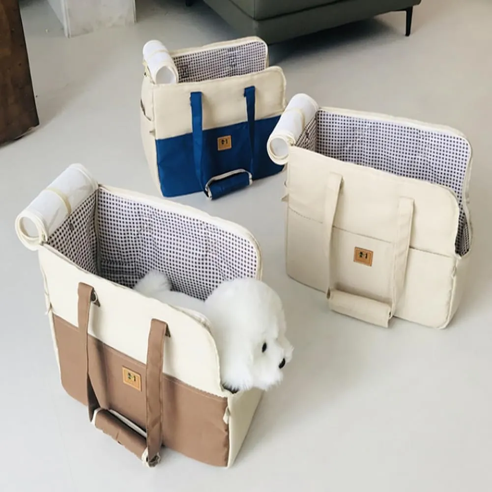 Crossbody for outings Dogs Chartered Cars Portable Breathable Cats Travel Pets Hand-held Vehicles (White)