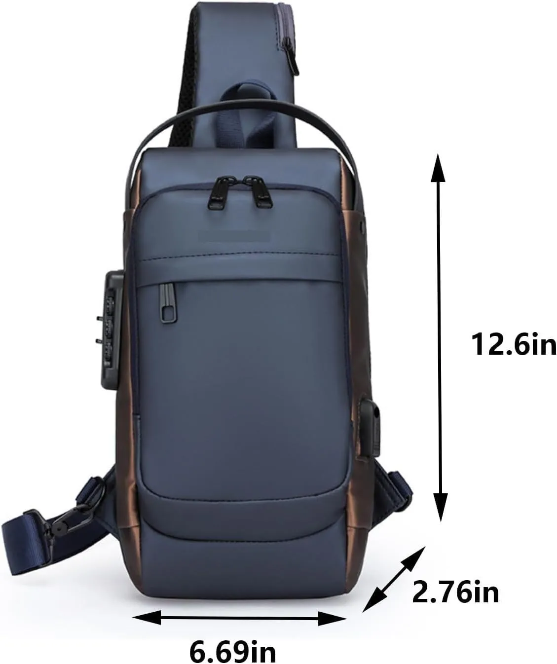 Crossbody Sling Bag for Men and Women,Waterproof Chest Bag Traveling Backpack Hiking Daypack(Blue brown)