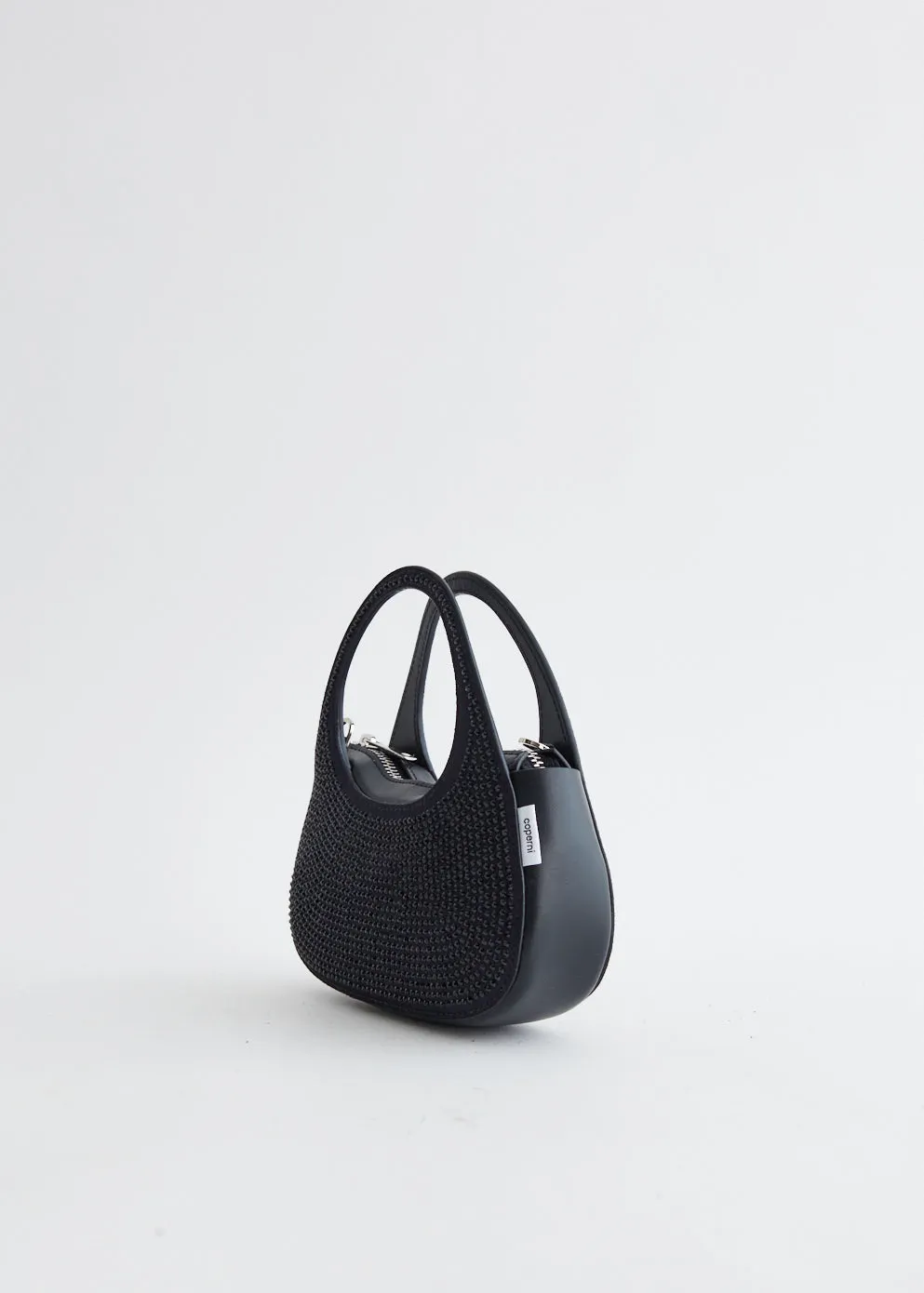 Crystal-Embellished Micro Baguette Swipe Bag