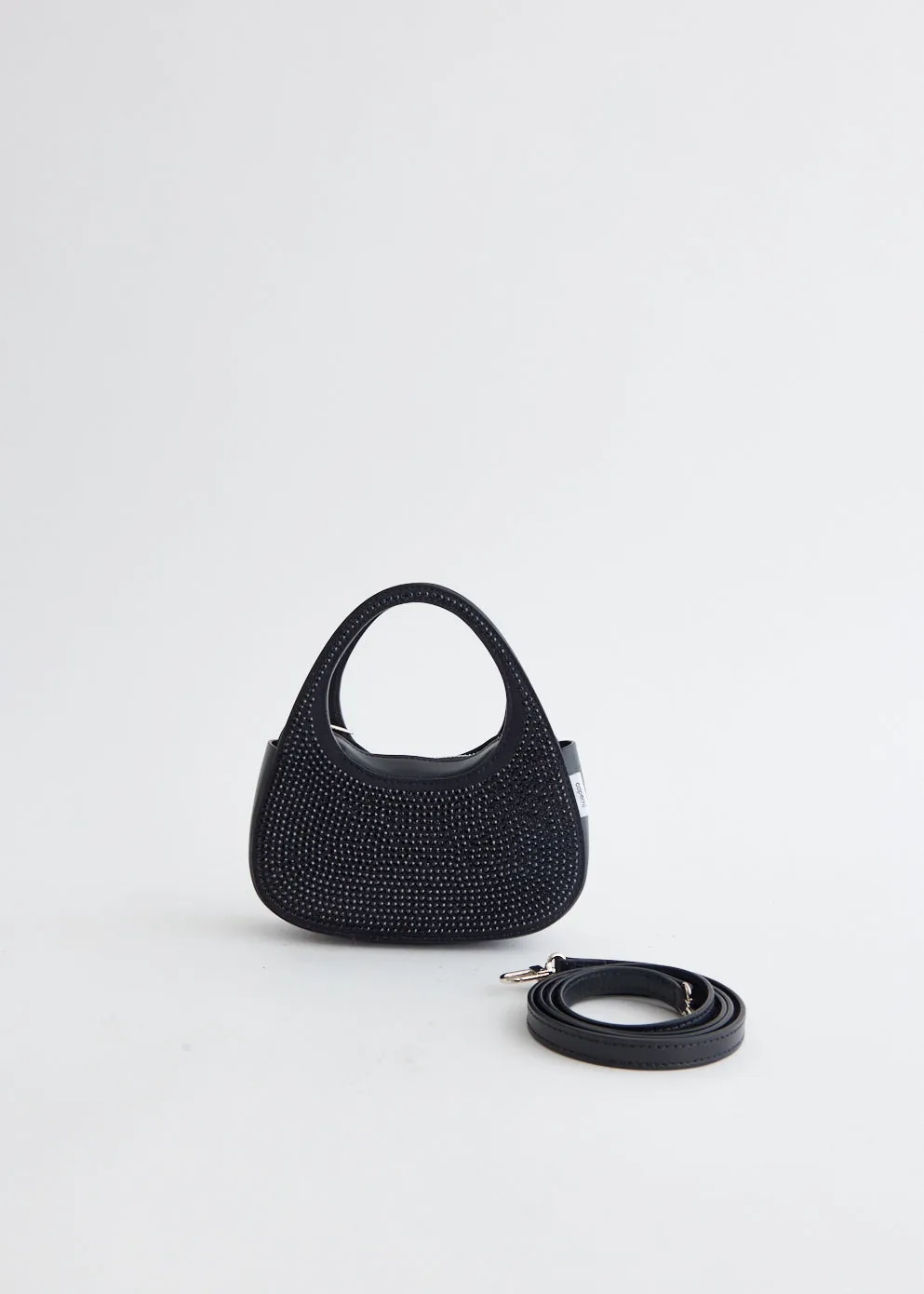 Crystal-Embellished Micro Baguette Swipe Bag