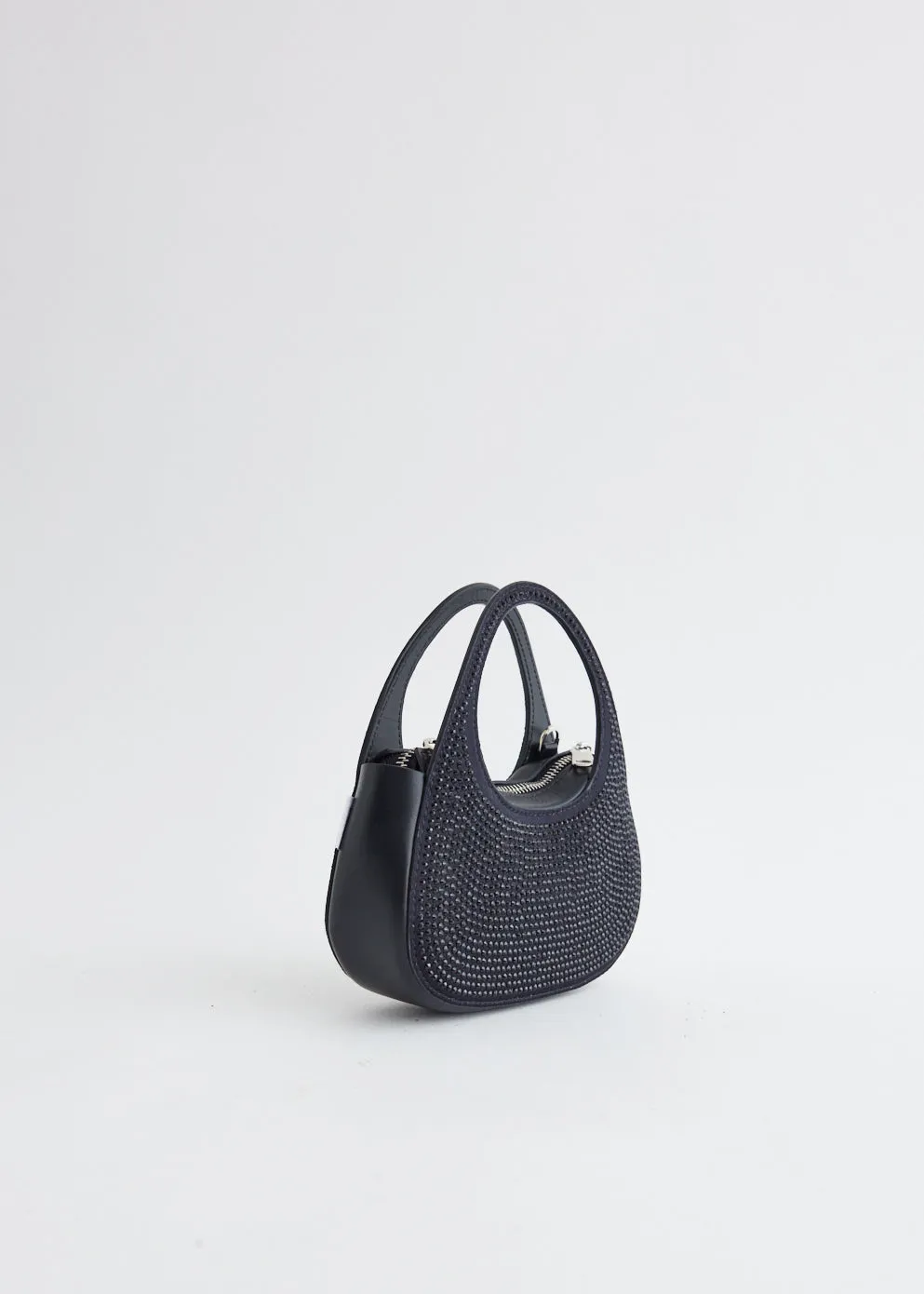 Crystal-Embellished Micro Baguette Swipe Bag