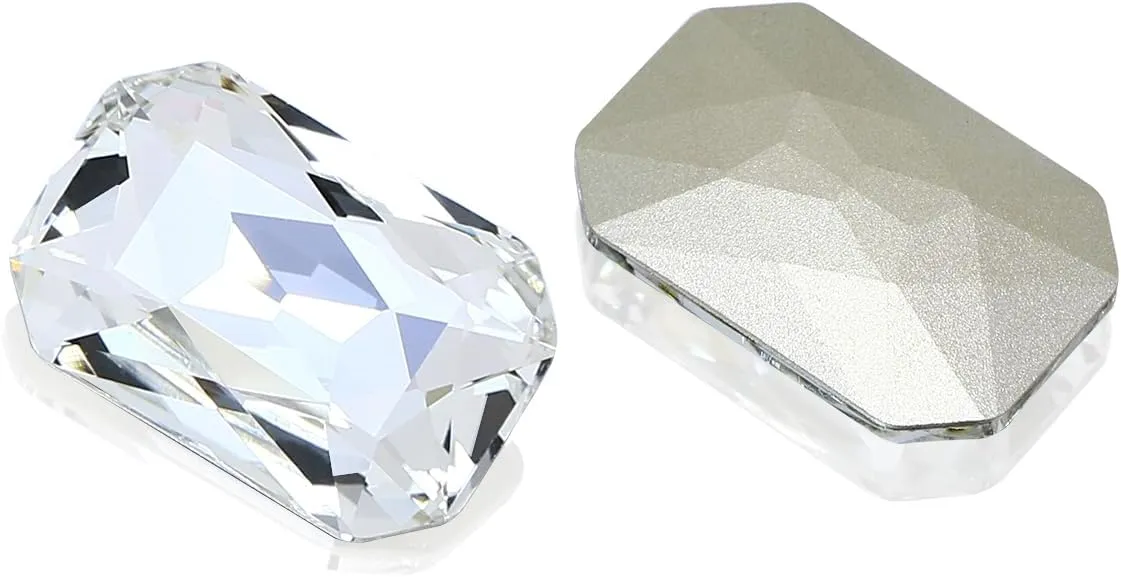 Crystal Large Rhinestones, Pointback Octagon Shape Gemstone Stones Faceted Glass Beads for Craft Jewelry Making DIY Dress Shoes, 27 * 18.5mm 8 Pieces