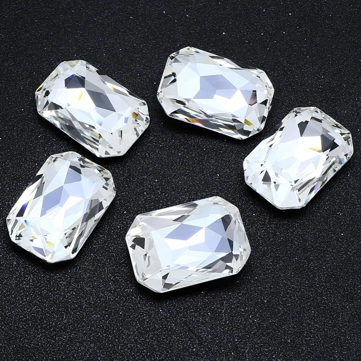 Crystal Large Rhinestones, Pointback Octagon Shape Gemstone Stones Faceted Glass Beads for Craft Jewelry Making DIY Dress Shoes, 27 * 18.5mm 8 Pieces