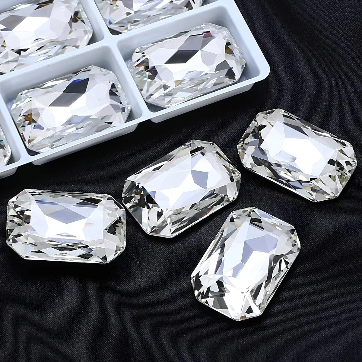 Crystal Large Rhinestones, Pointback Octagon Shape Gemstone Stones Faceted Glass Beads for Craft Jewelry Making DIY Dress Shoes, 27 * 18.5mm 8 Pieces