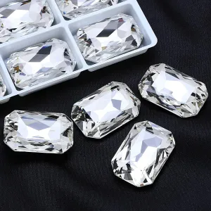 Crystal Large Rhinestones, Pointback Octagon Shape Gemstone Stones Faceted Glass Beads for Craft Jewelry Making DIY Dress Shoes, 27 * 18.5mm 8 Pieces