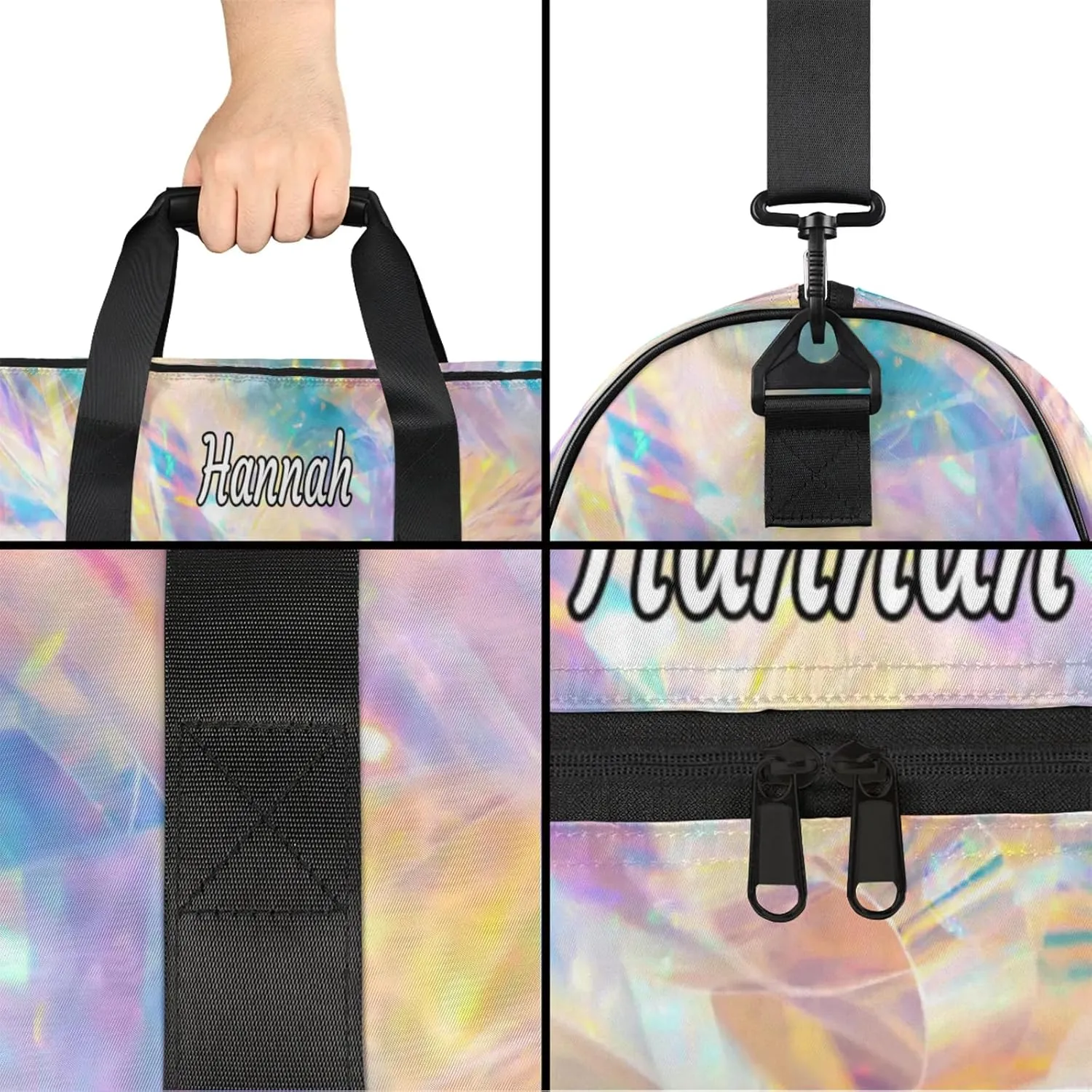 Custom Dance Duffel Bag with Shoe Compartment Personalized Sport Gym Bags Waterproof Customized Travel Duffel Bags Overnight Carry-On Tote, Gold