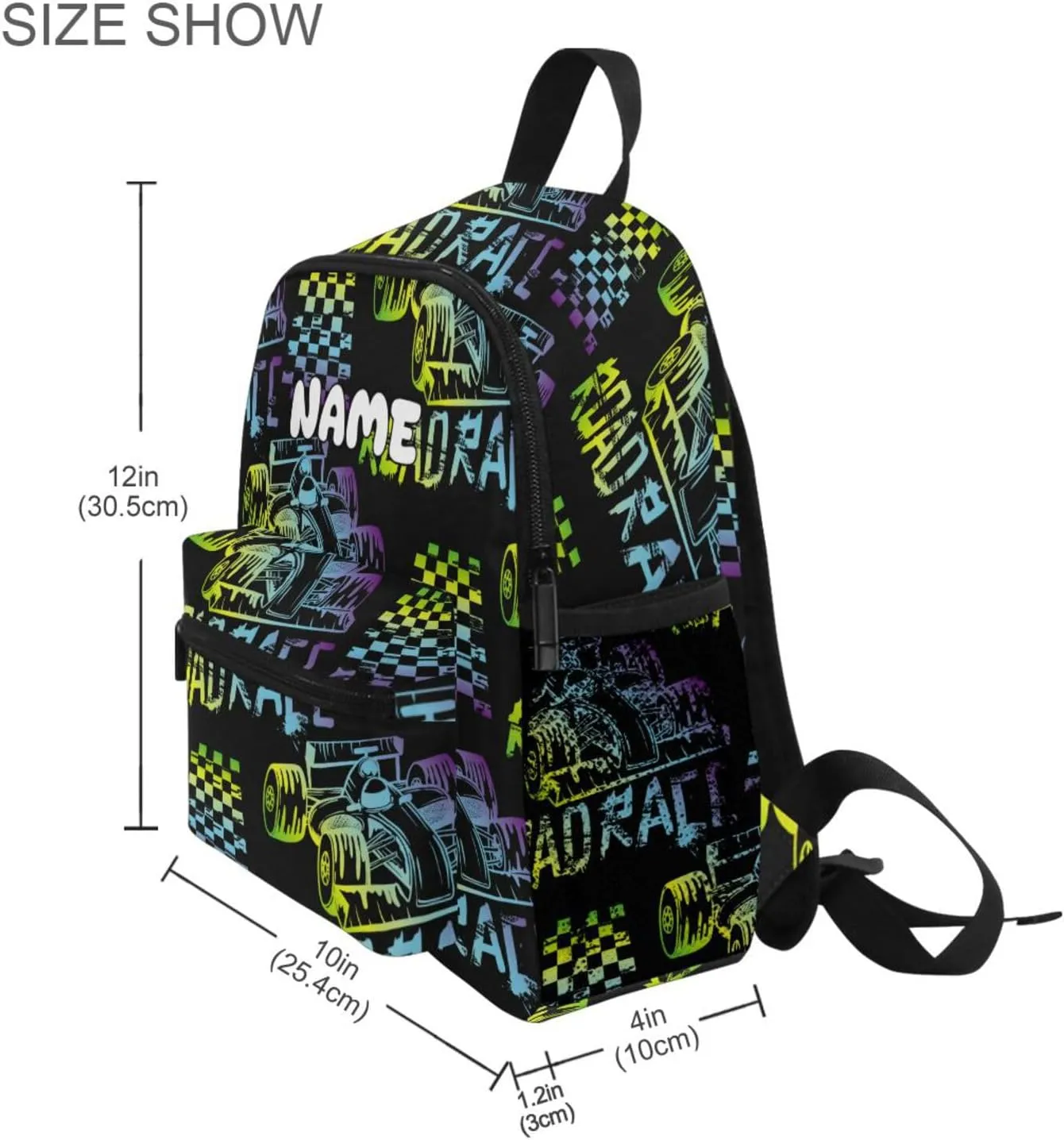 Custom Kids Toddler Backpack, Race Car Backpack for Boys Girls, Preschool School Children Schoolbag Nursery Junior Primary Student Travel Bag