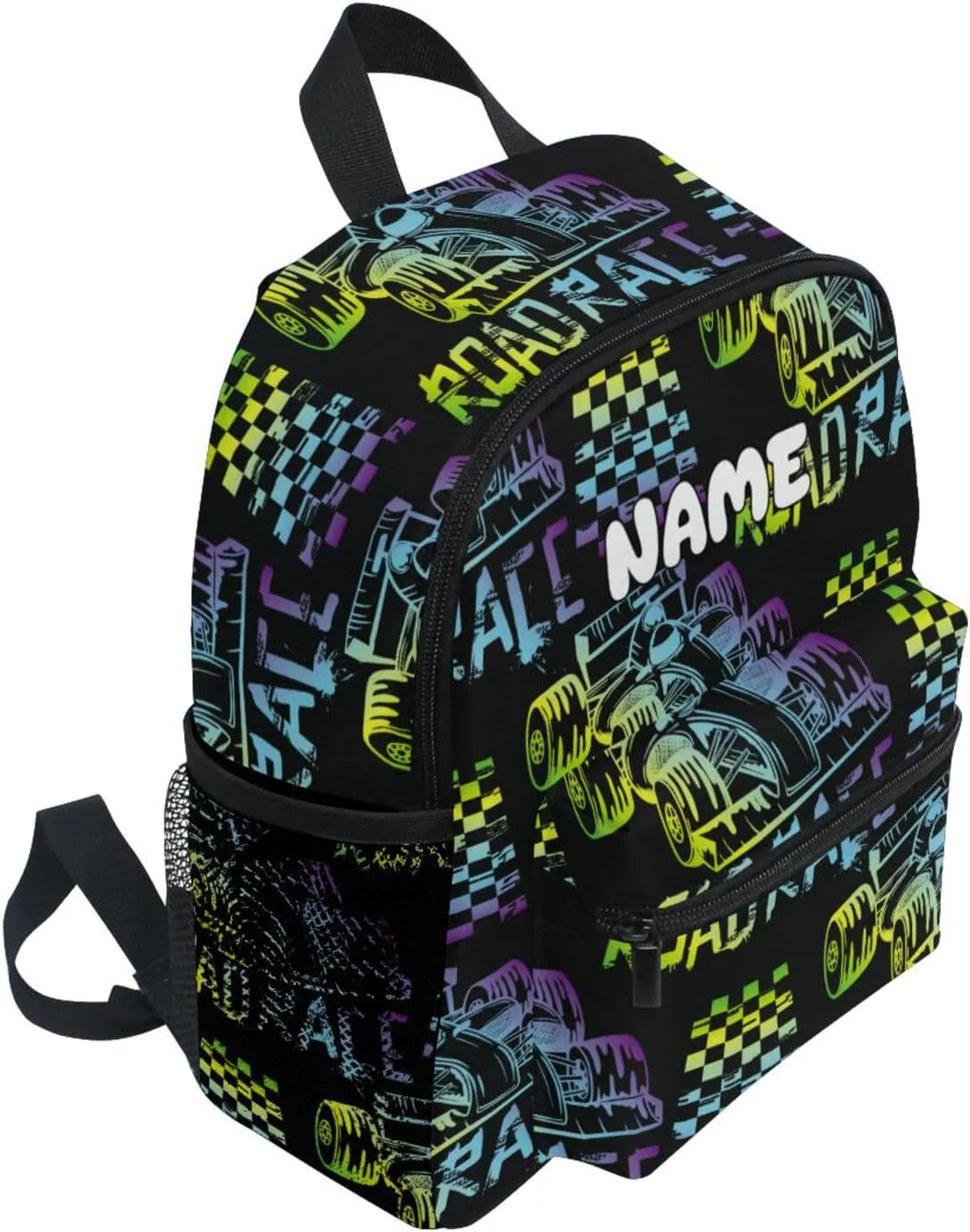 Custom Kids Toddler Backpack, Race Car Backpack for Boys Girls, Preschool School Children Schoolbag Nursery Junior Primary Student Travel Bag