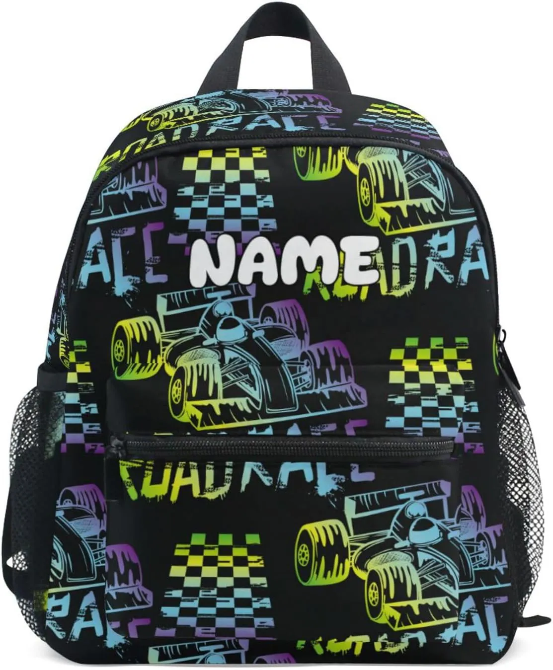 Custom Kids Toddler Backpack, Race Car Backpack for Boys Girls, Preschool School Children Schoolbag Nursery Junior Primary Student Travel Bag