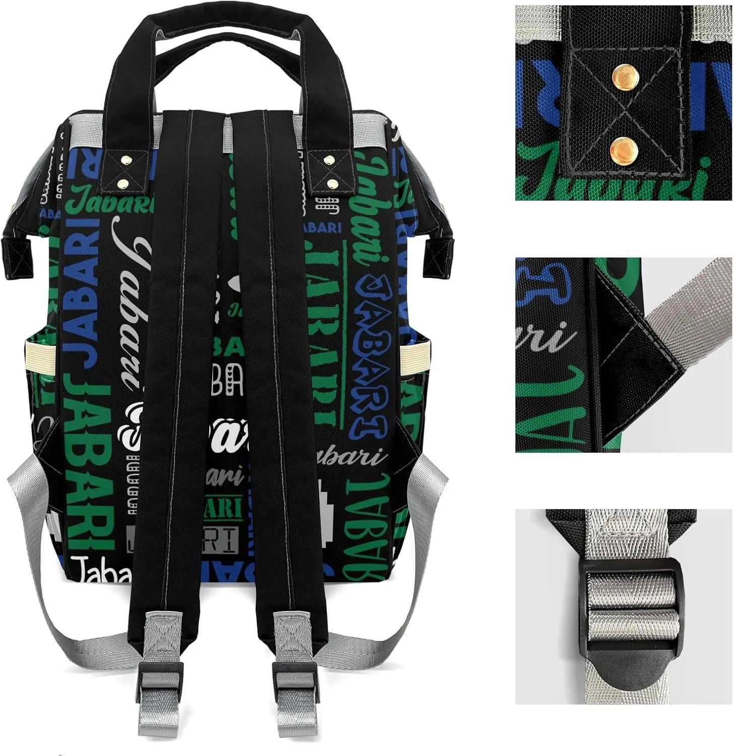 Custom Name Boy Baby Bags, Nylon Personalized Diaper Bag Backpack for Baby Boy Mom, Large Capacity, Waterproof, Multifunctional, Adjustable Shoulder Straps