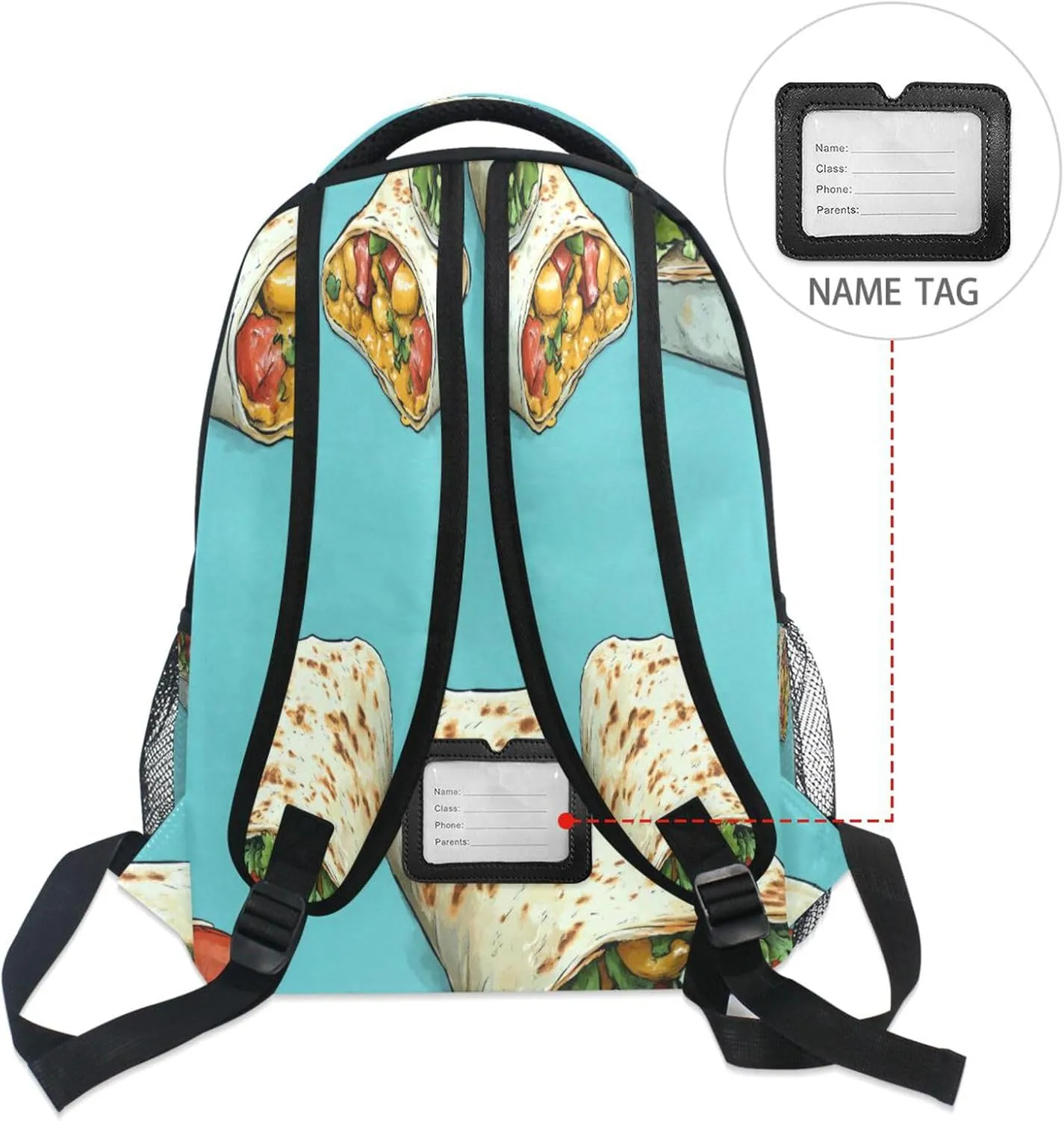 Cute Backpack for Teens Boys Girls Waterproof Diaper Bag Backpack with Chest Strap Gift Men & Women Greek Burrito Mexican Style