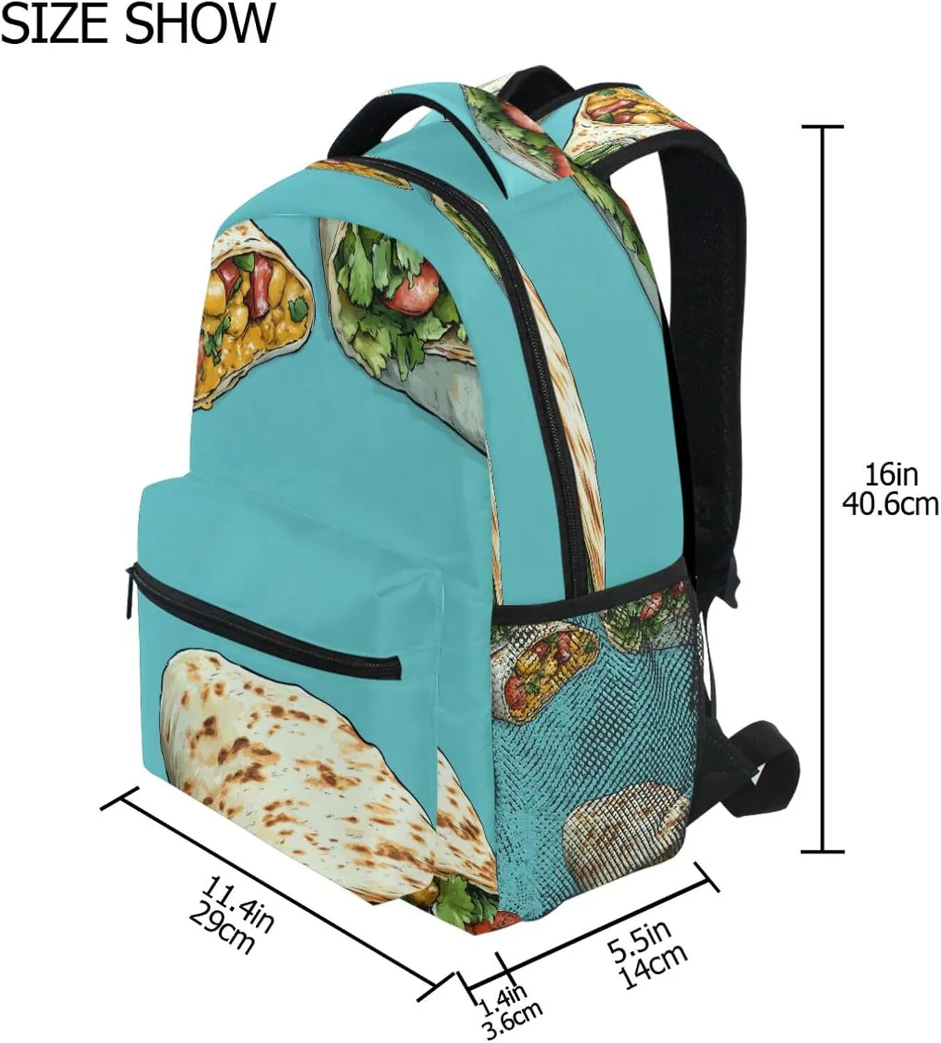 Cute Backpack for Teens Boys Girls Waterproof Diaper Bag Backpack with Chest Strap Gift Men & Women Greek Burrito Mexican Style
