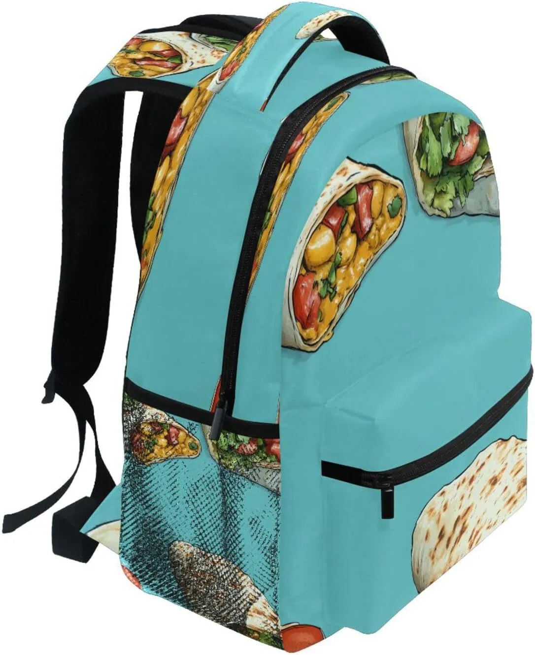 Cute Backpack for Teens Boys Girls Waterproof Diaper Bag Backpack with Chest Strap Gift Men & Women Greek Burrito Mexican Style