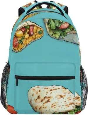 Cute Backpack for Teens Boys Girls Waterproof Diaper Bag Backpack with Chest Strap Gift Men & Women Greek Burrito Mexican Style