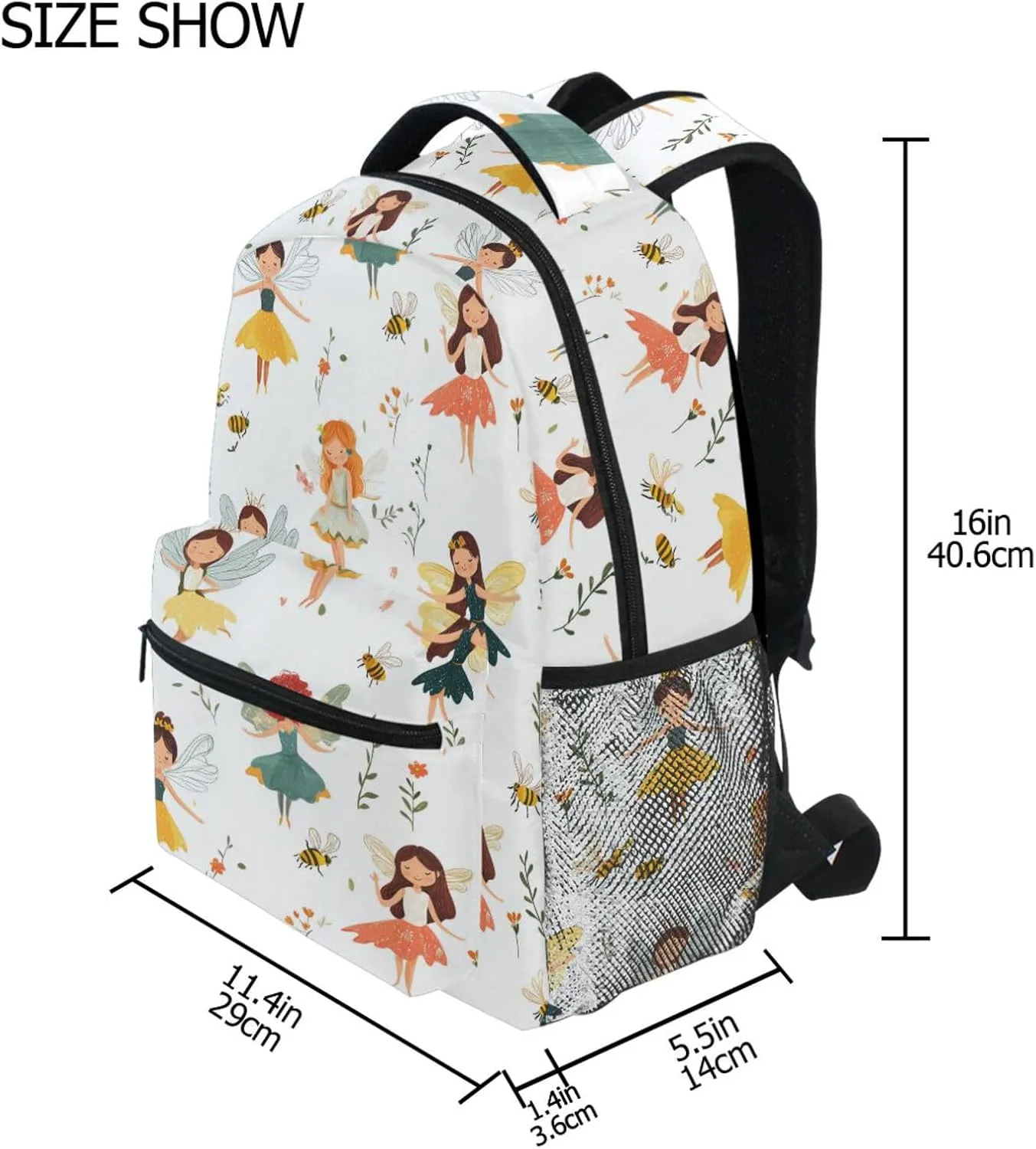 Cute Backpack for Unisex Adult Fashion Sports Backpack with Chest Strap for Business Work College Travel Trip Cartoon Sweet Fairy