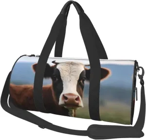 Cute Cow Travel Bag for Women Men Gym Bag Large Duffle Bag Weekender Overnight Bag with Shoulder Strap