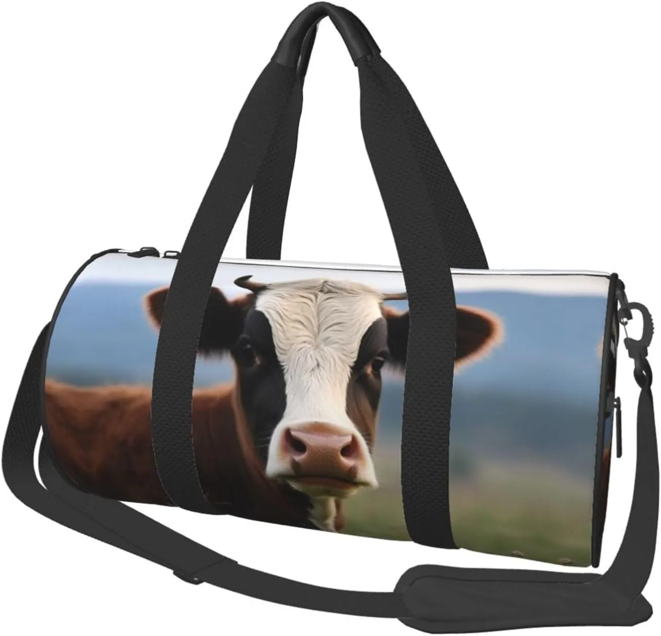 Cute Cow Travel Bag for Women Men Gym Bag Large Duffle Bag Weekender Overnight Bag with Shoulder Strap