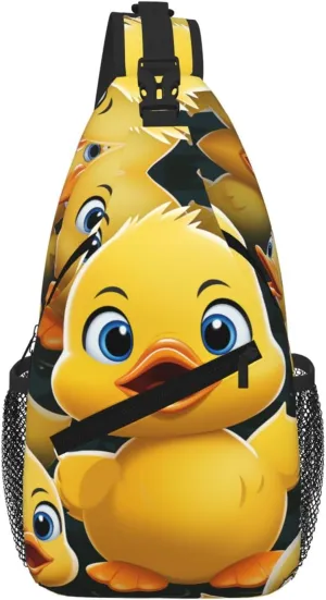Cute Duck Animal Sling Bag For Women Men Travel Hiking Backpack Crossbody Shoulder Chest Bags Casual Daypack