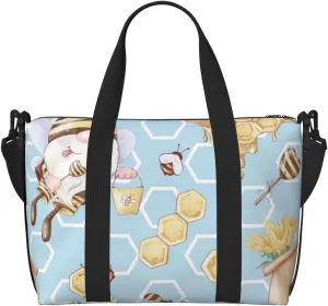 Cute Gnome Bee Collects Honey Travel Bag for Women Men Weekender Bags Carry on Overnight Bag Tote Bag Yoga Gym Bag for Gym, Work, Travel, Weekend, Personal Items