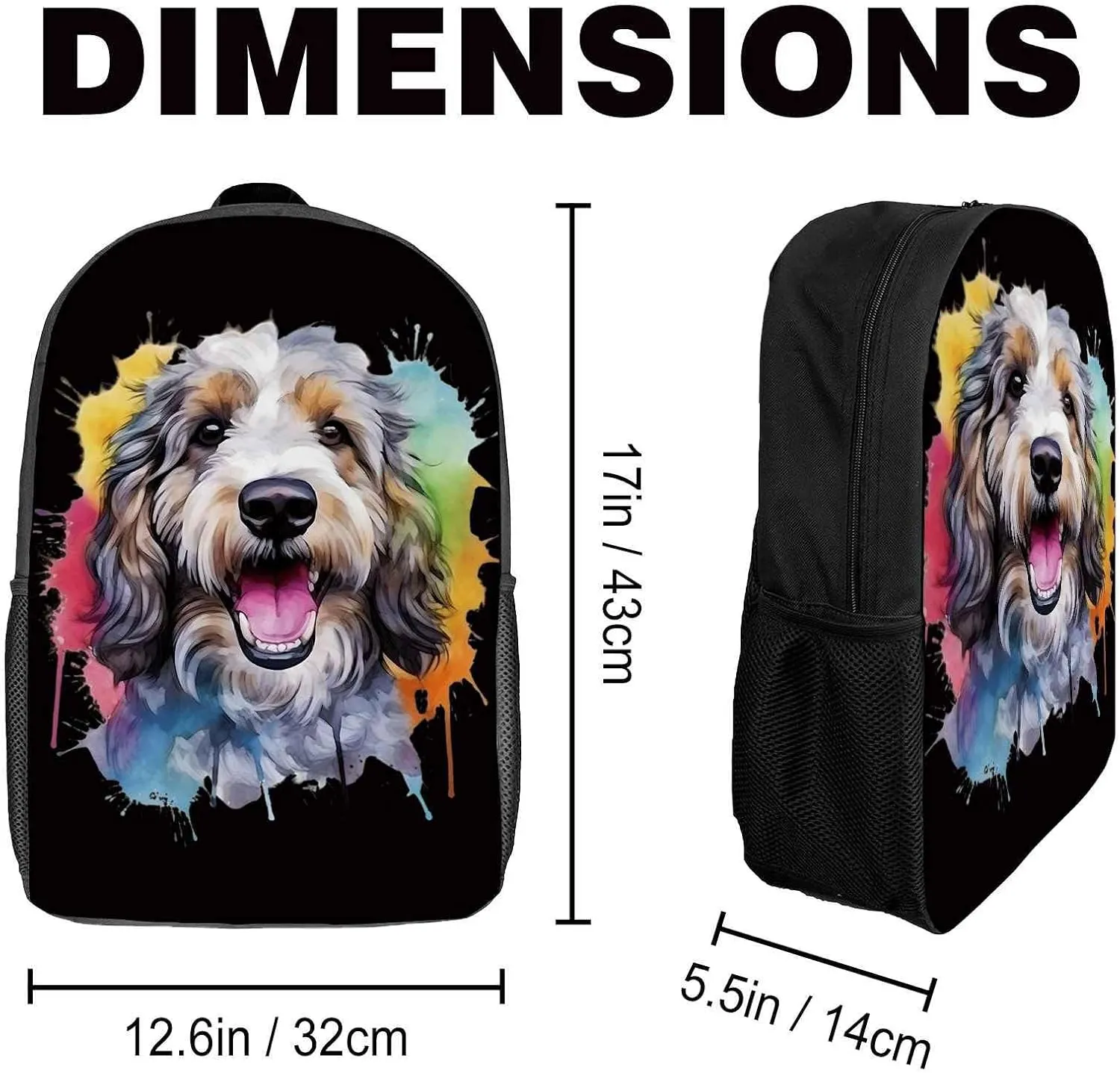 Cute Laptop Backpack Watercolor Cute Irish Wolfhound Dog Shoulder Bags Travel Backpack 17 Inch White