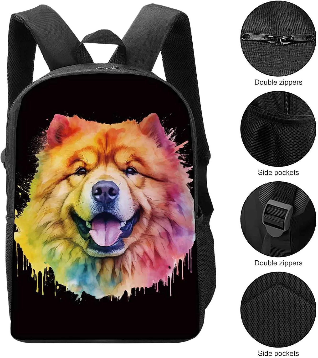 Cute Laptop Backpack Watercolor Cute Irish Wolfhound Dog Shoulder Bags Travel Backpack 17 Inch White