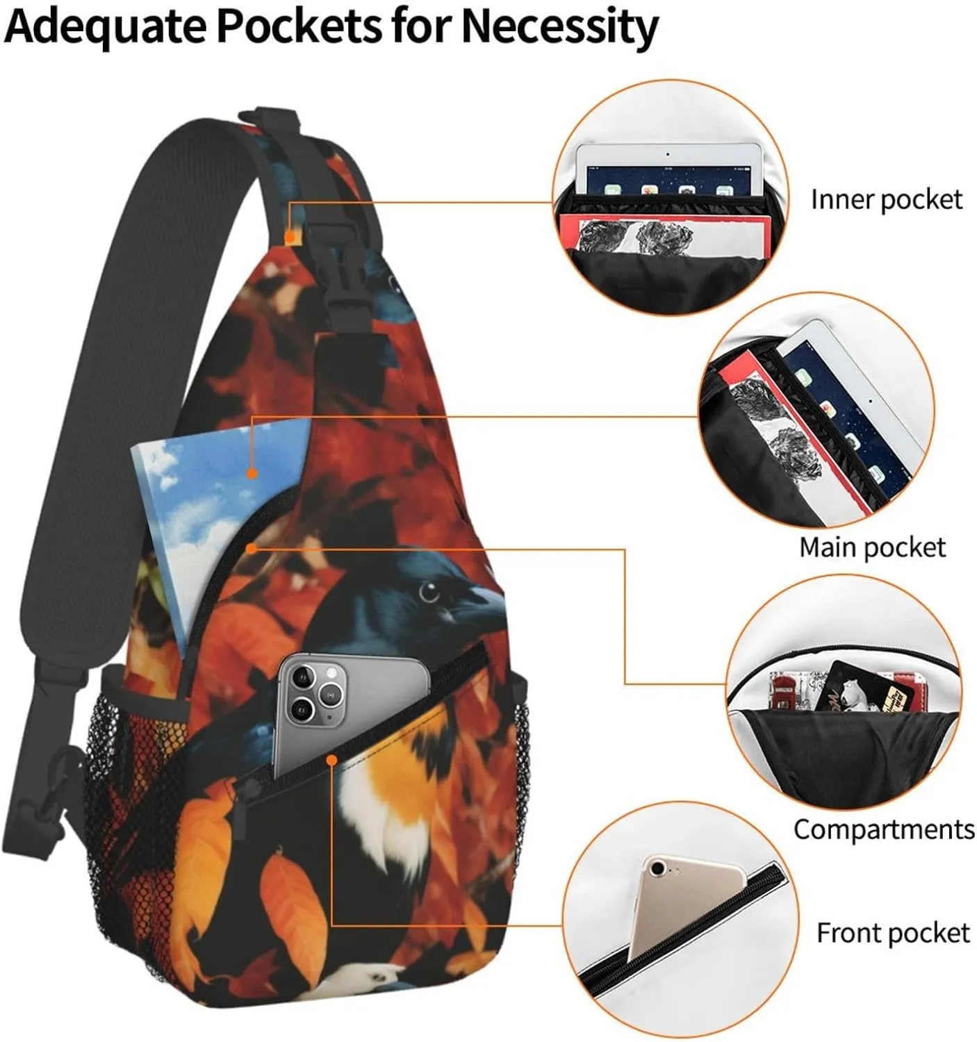 Cute Owl Sling Bag For Women Mencross Sling Bag Fashion Crossbody Shoulder Bag Chest Bag For Hiking Travel