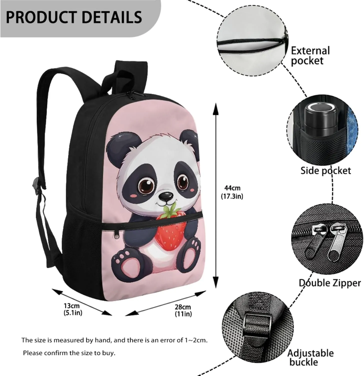 Cute Panda Carry On Backpack for Kids Lunch Tote Bag Large Pencil Case 3 In 1 Backpack School Supplies Elementary Book Bag Set for Back to School