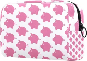 Cute Pink Pig Pattern Small Makeup Bag for Purse, Portable Cosmetic Bag Zipper Makeup Pouch for Women, Stationery, Toiletries, Travel Accessories