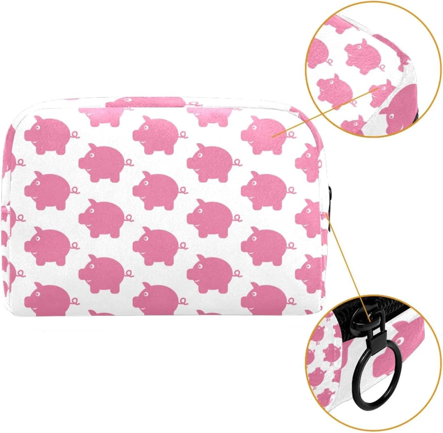 Cute Pink Pig Pattern Small Makeup Bag for Purse, Portable Cosmetic Bag Zipper Makeup Pouch for Women, Stationery, Toiletries, Travel Accessories