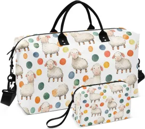 Cute White Sheep Duffel Bag for Travel Gym Sport, Weekender Travel Bags Carry on Overnight Bag