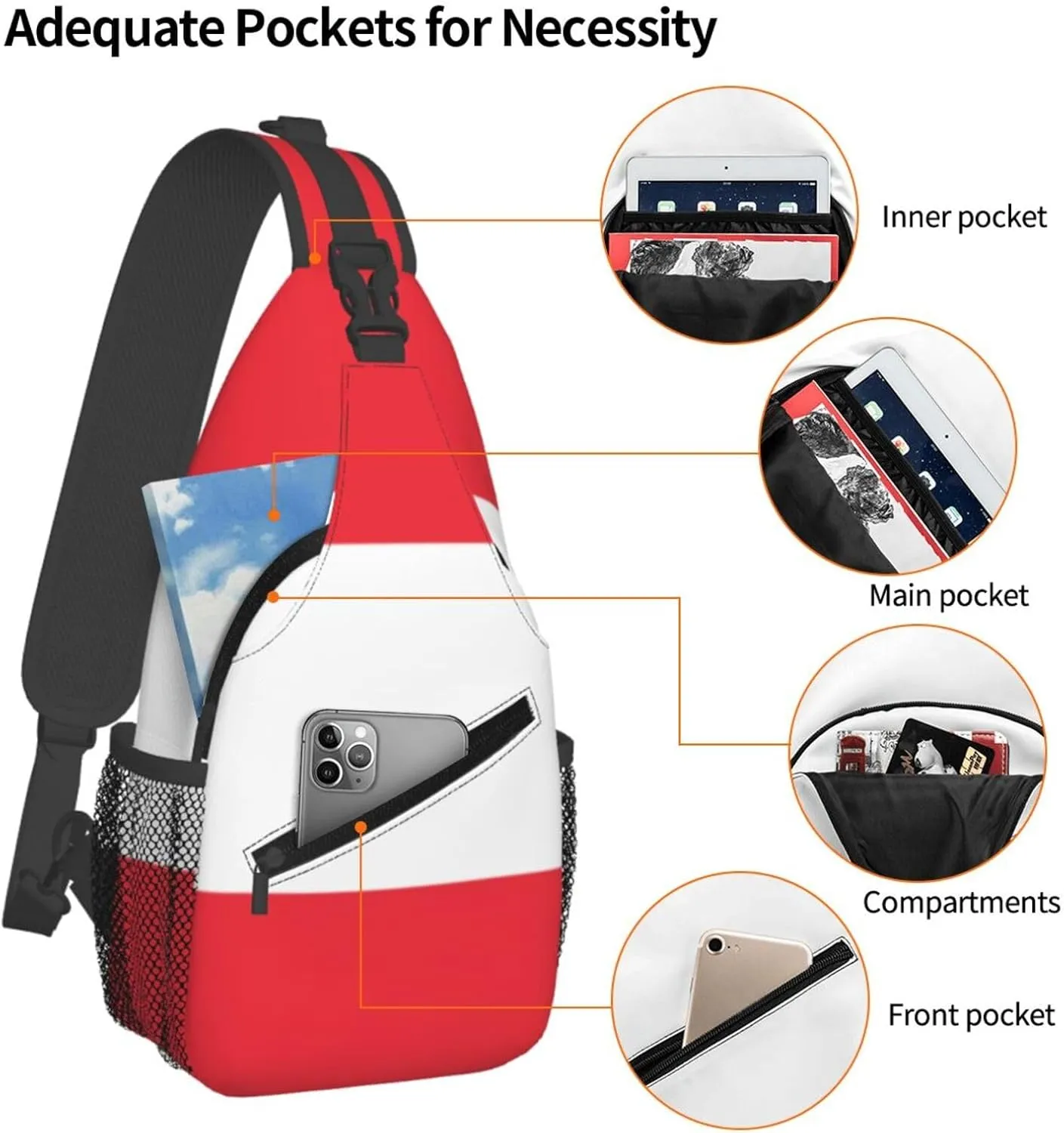 Danish flag Men's And Women's Small Crossbody Bags Chest Bags Daily Bags Are Suitable For Outdoor Hiking Trips