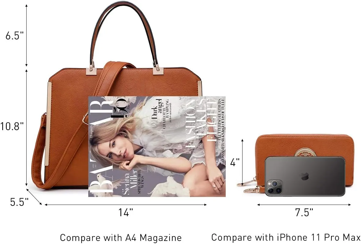 Dasein Women Purses and Handbags Top Handle Satchel Bags Large Shoulder Work Bag Tote with Wallet