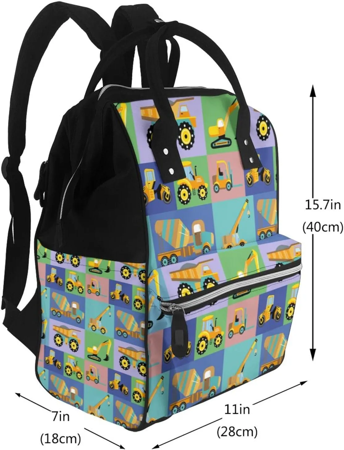 Diaper Bag Backpack For Women, Construction Machinery Waterproof Multifunction Travel Pack Maternity Baby Changing Bags, Nappy Baby Bags With Multi-Function For Baby
