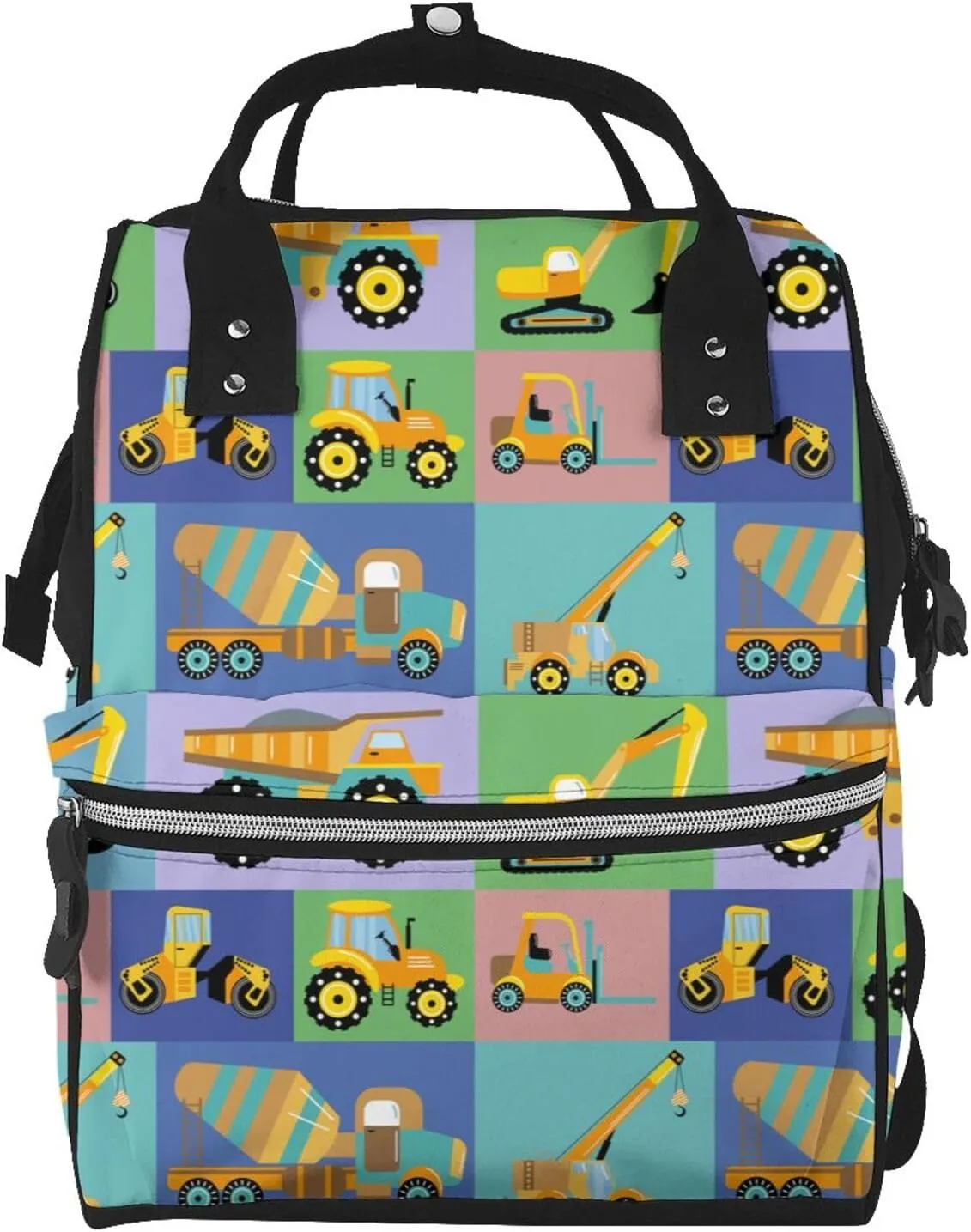 Diaper Bag Backpack For Women, Construction Machinery Waterproof Multifunction Travel Pack Maternity Baby Changing Bags, Nappy Baby Bags With Multi-Function For Baby