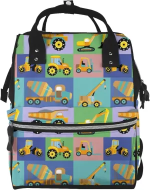 Diaper Bag Backpack For Women, Construction Machinery Waterproof Multifunction Travel Pack Maternity Baby Changing Bags, Nappy Baby Bags With Multi-Function For Baby