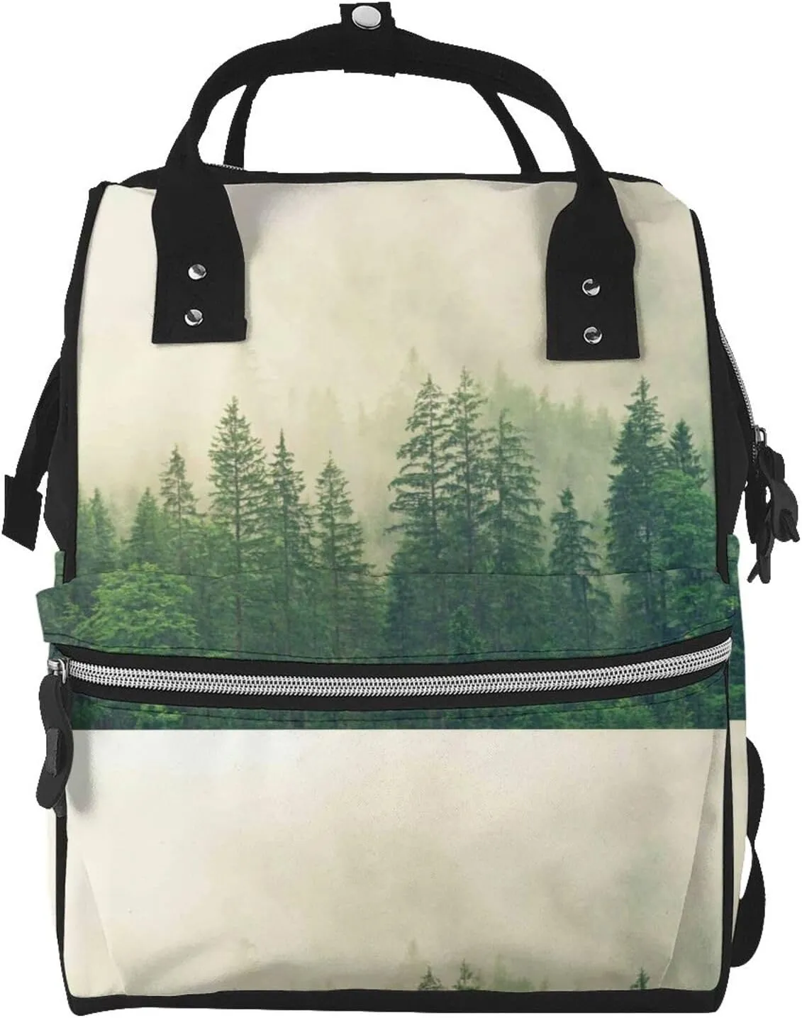 Diaper Bag Backpack For Women, Fog Forest Waterproof Multifunction Travel Pack Maternity Baby Changing Bags, Nappy Baby Bags With Multi-Function For Baby