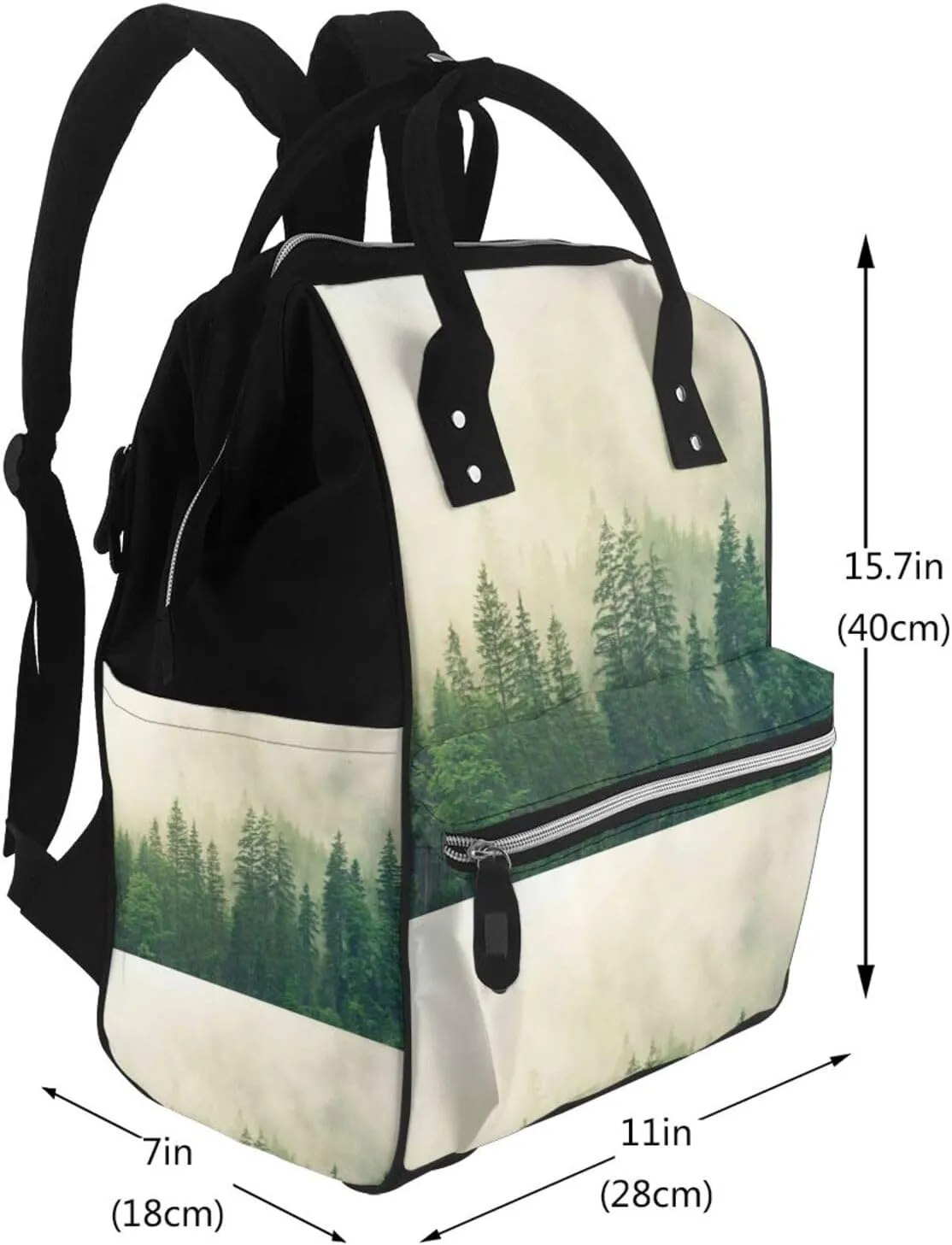 Diaper Bag Backpack For Women, Fog Forest Waterproof Multifunction Travel Pack Maternity Baby Changing Bags, Nappy Baby Bags With Multi-Function For Baby