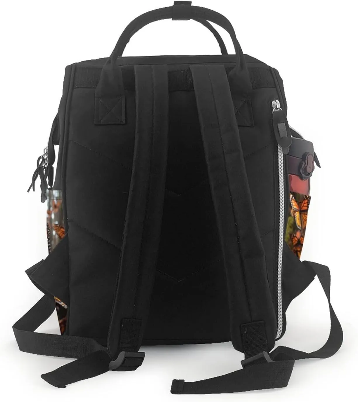 Diaper Bag Nappy Backpack Baby Bag Black and White Octopus and Ship Mummy Backpack Multifunction Changing Bags for Travel, Monarch Butterflies, One Size