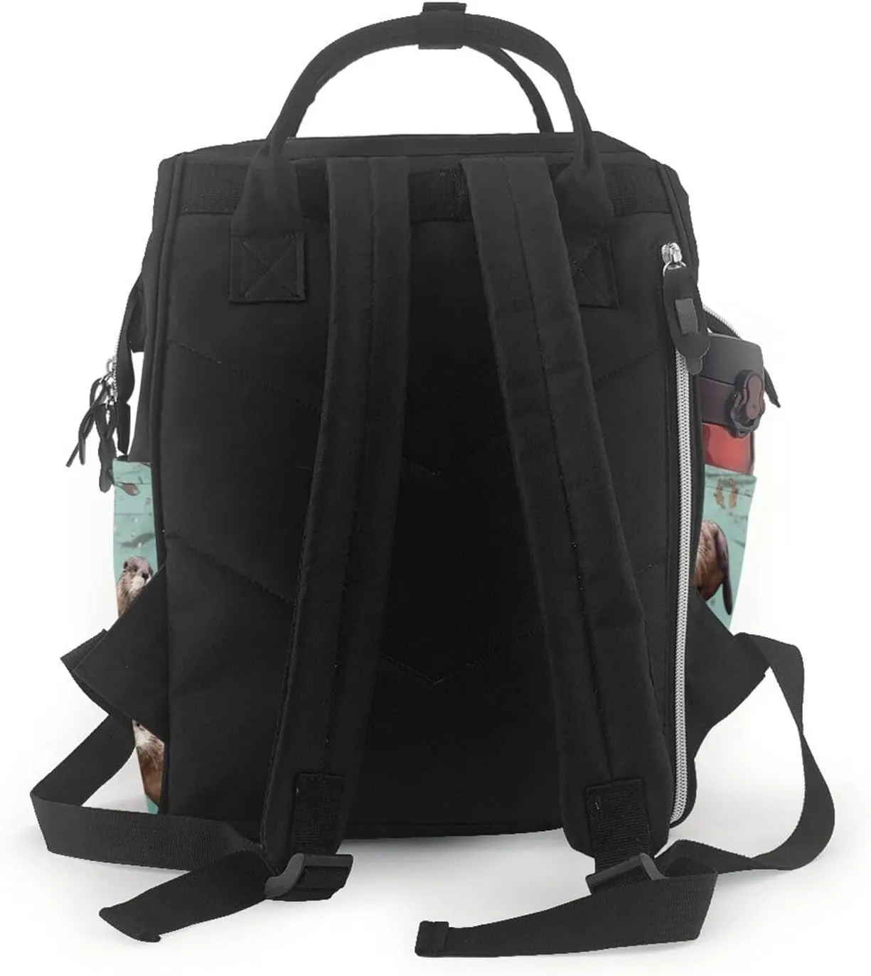 Diaper Bag Nappy Backpack Baby Bag Purple Black Goth Spooky Mummy Backpack Multifunction Changing Bags for Travel, Cute Otters, One Size
