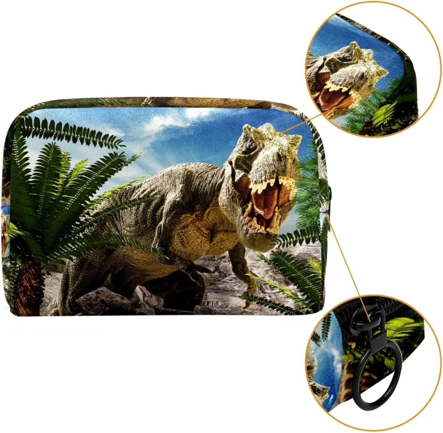 Dinosaurs Tyrannosaurus Large Small Makeup Bags for Women Teen Girls, Makeup Storage Bag with Zipper Accessories Organizer Bag for Travelling
